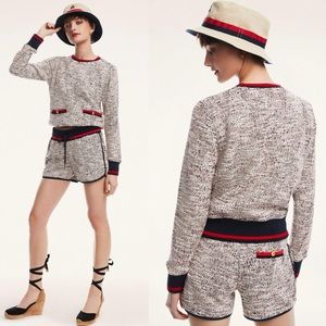 Brooks Brothers Boucle Knit Long-Sleeve Top &‎ Drawstring Shorts Set